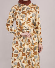 Abstract Print Belted Rayon Top