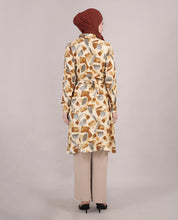 Abstract Print Belted Rayon Top