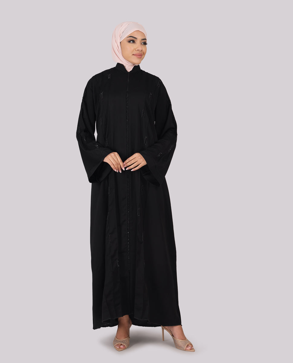 Midnight Grace Hand-Embellished Black Abaya