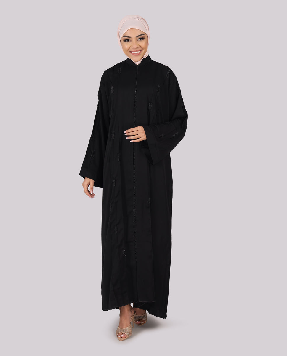 Midnight Grace Hand-Embellished Black Abaya