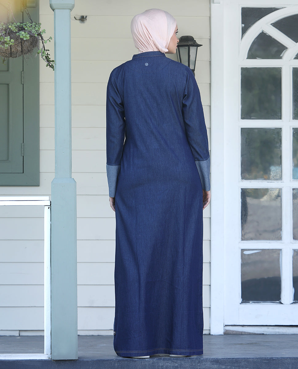 Urban Majesty Fine Denim jilbab, urban abaya, jilbab, modest wear, Islamic dress, long dress