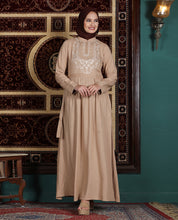 Front view of desert mirage embroidered abaya – modest abaya design