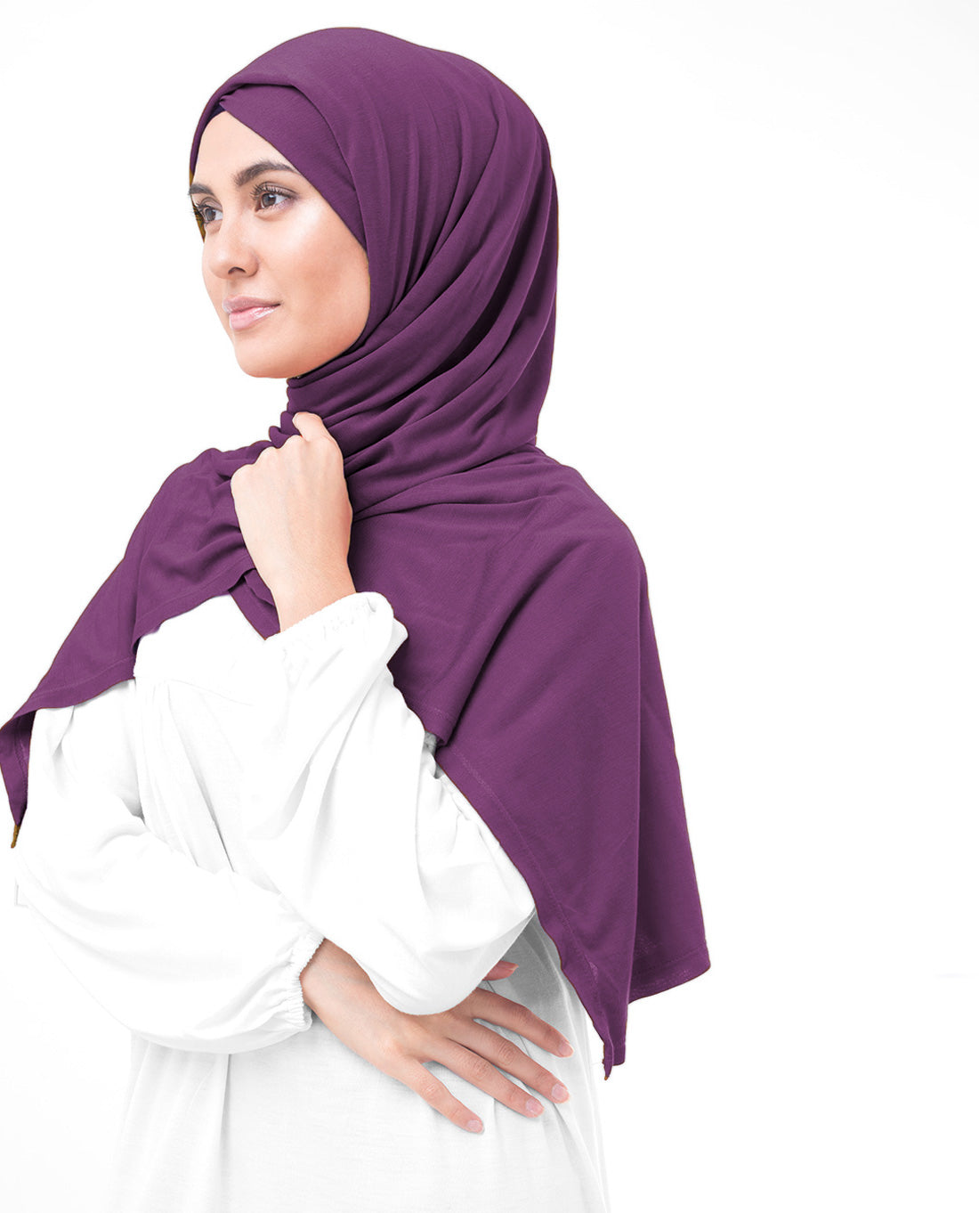 Plum jersey hijab, breathable hijab, stretchable scarf, Islamic scarf
