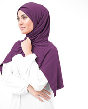 Plum jersey hijab, breathable hijab, stretchable scarf, Islamic scarf