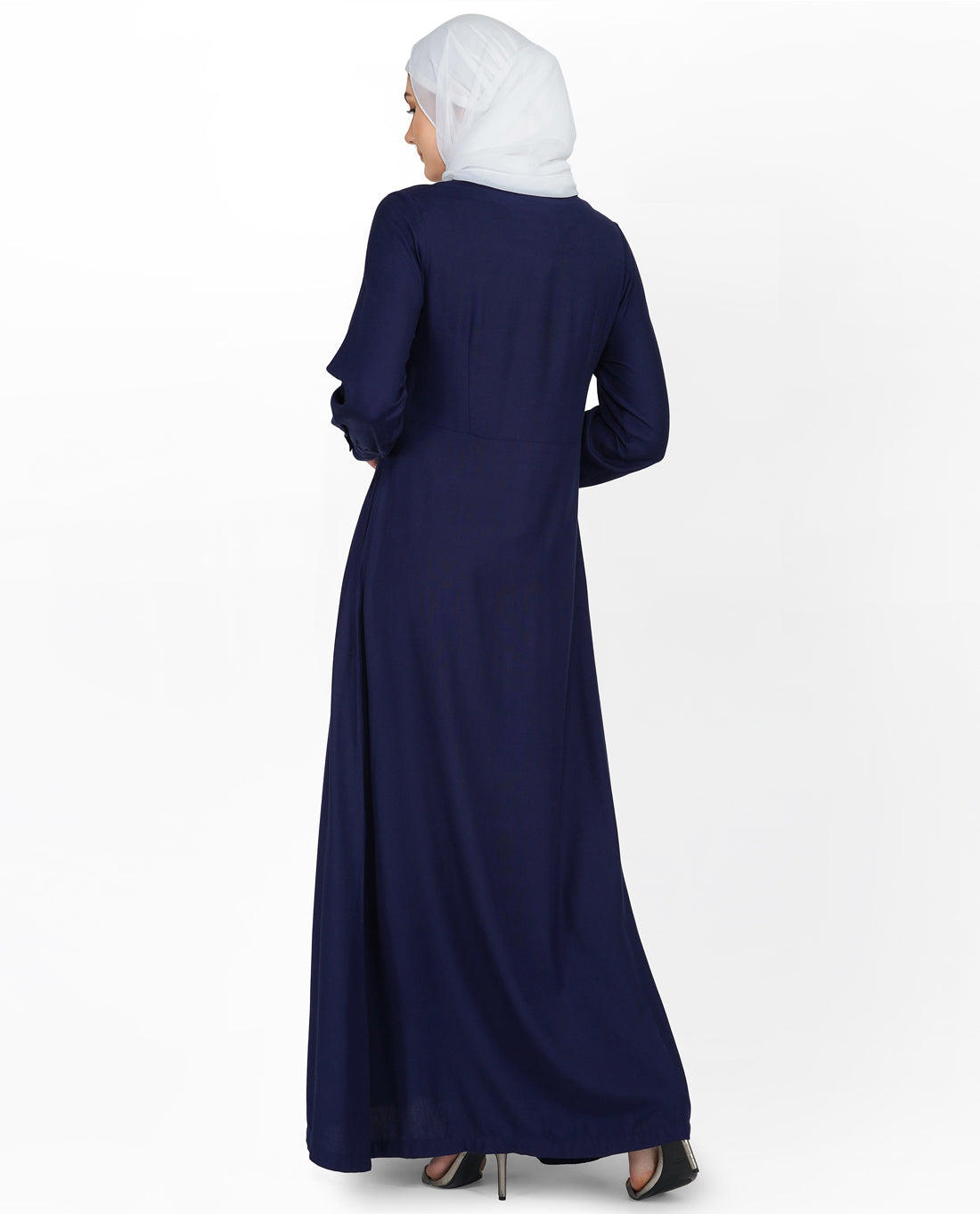 Navy Neck Tie Up Abaya