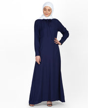 Navy Neck Tie Up Abaya