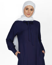 Navy Neck Tie Up Abaya