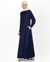 Navy Neck Tie Up Abaya