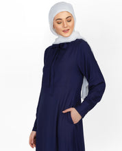 Navy Neck Tie Up Abaya