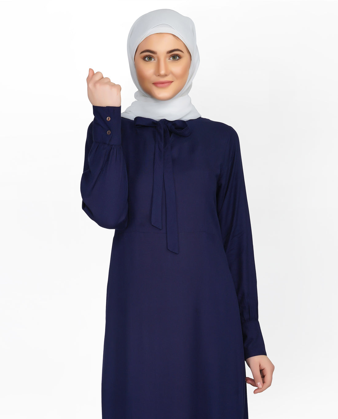 Navy Neck Tie Up Abaya