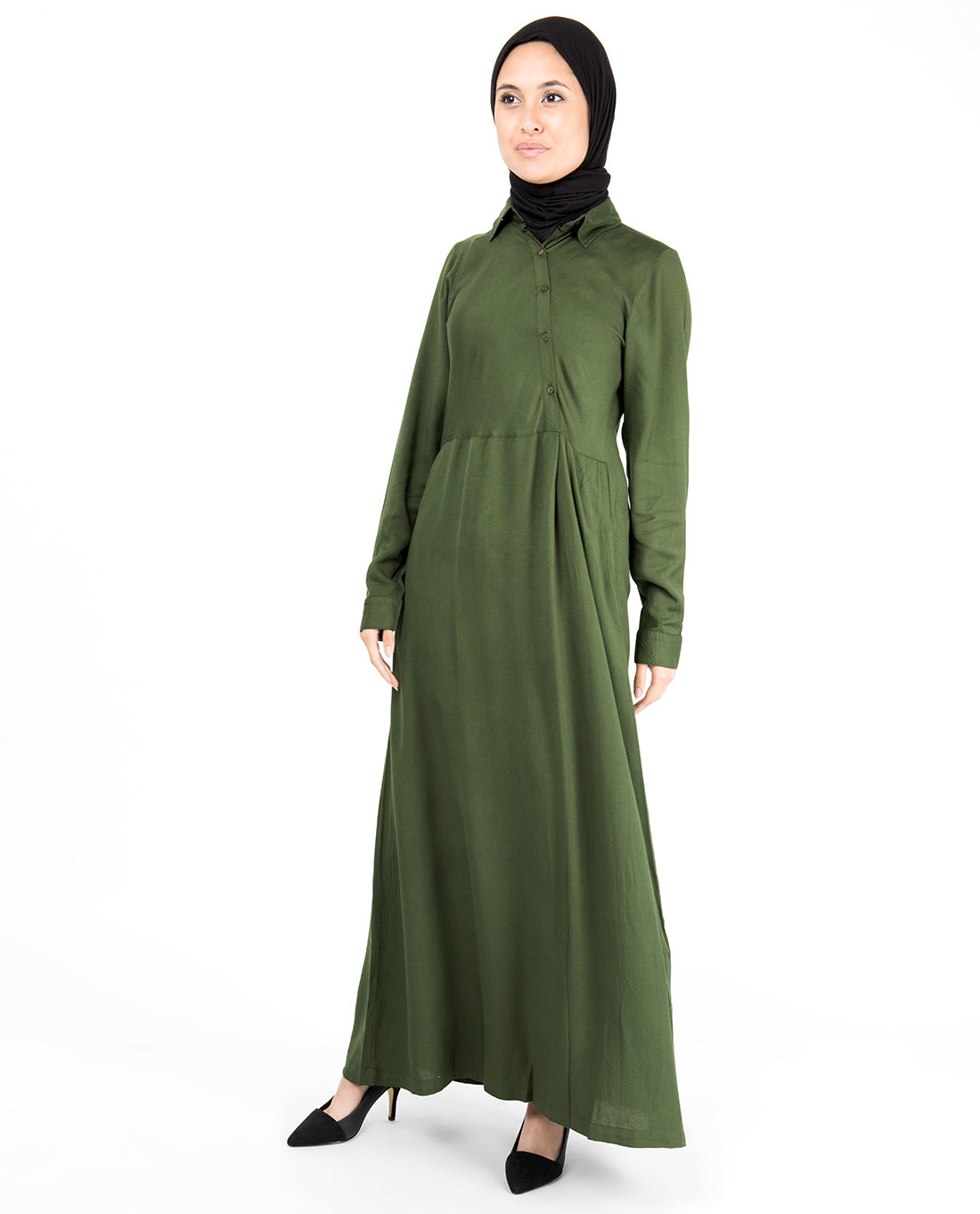 Front view of oriental green abaya – modest abaya design
