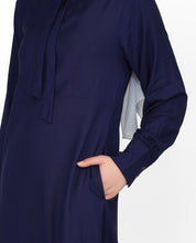 Navy Neck Tie Up Abaya