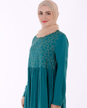 Green With Gold Embroidery Abaya