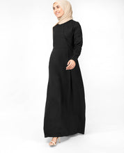 Front view of oriental black abaya – modest abaya design