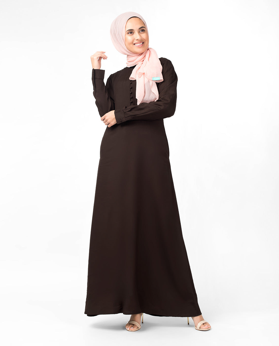 Slim Cocoa Maxi Dress Abaya – Modest Elegance IDH