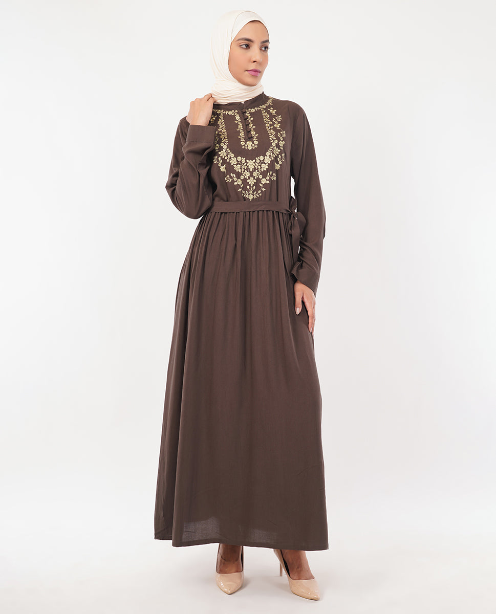 Flare & Thread Embroidered Abaya