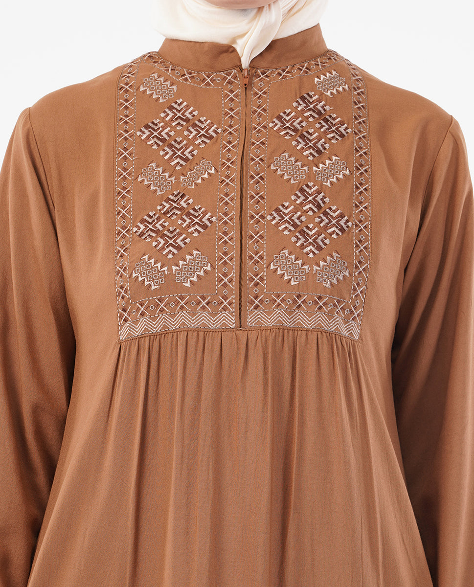 Fringes & Flare Embroidered Mustard Top