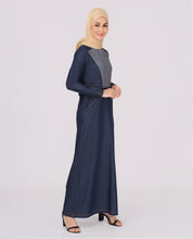 Midnight Blue Fine Denim Jilbab, urban abaya, jilbab, modest wear, Islamic dress, long dress
