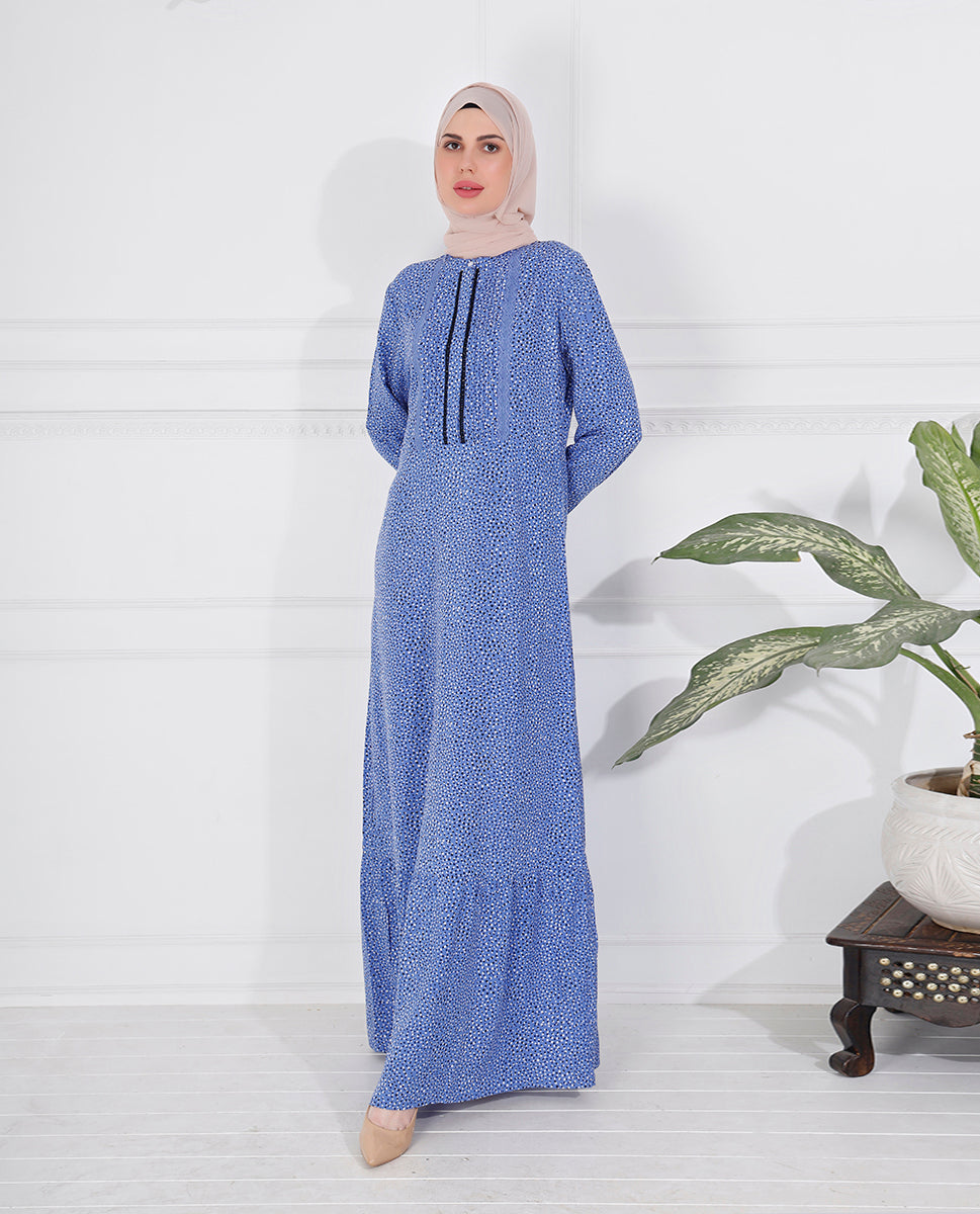 Front view of premium rayon printed jilbab – modest abaya design