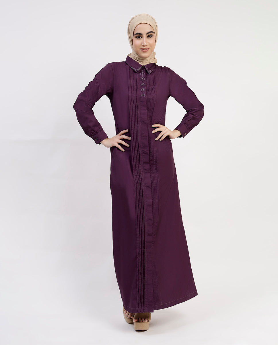 Lavish Purple Pleated Abaya