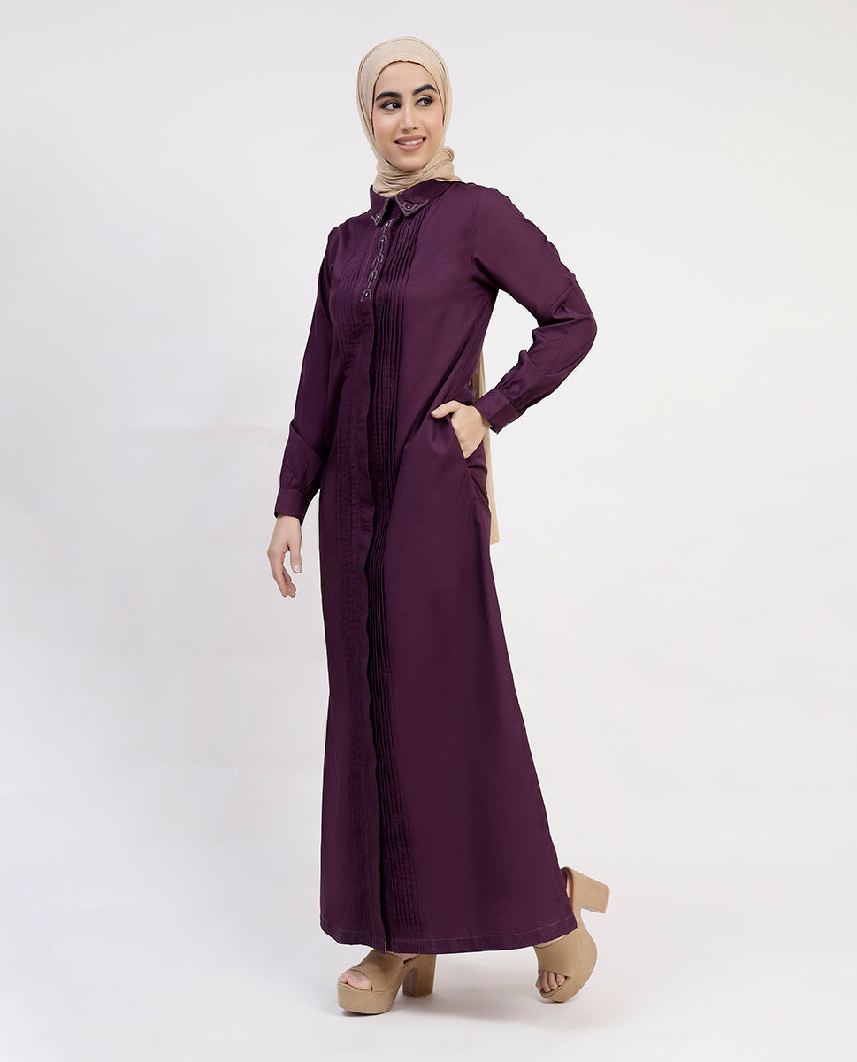 Lavish Purple Pleated Abaya