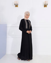 Front view of black sesame smart look jilbab – modest abaya design