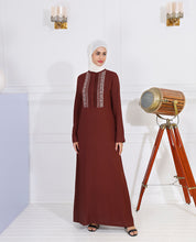Front view of chocolate mud smart look jilbab – modest abaya design