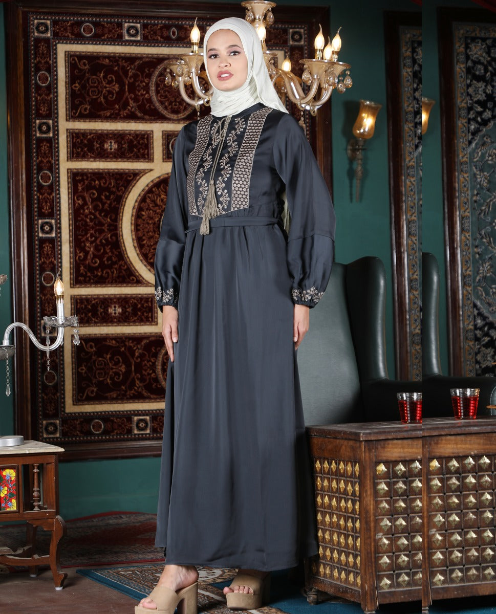 Grey Mirage Luxury Embroidered Abaya