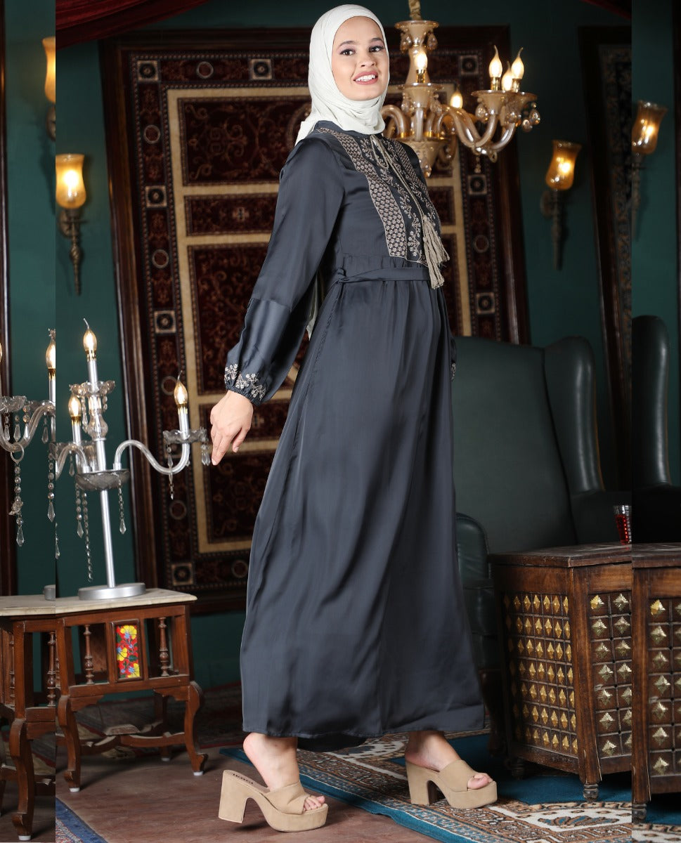 Grey Mirage Luxury Embroidered Abaya