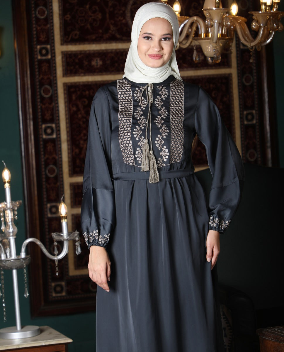 Grey Mirage Luxury Embroidered Abaya