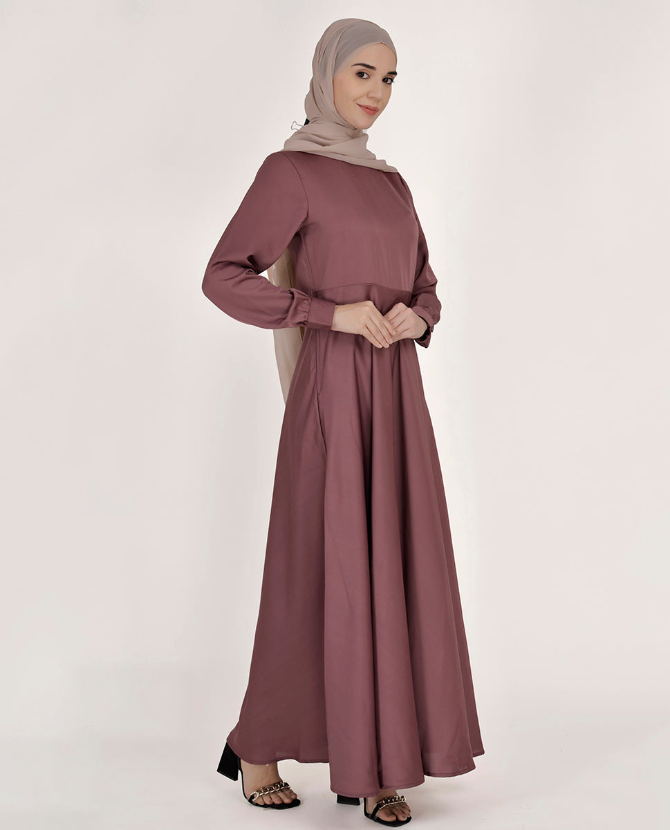 Dusty Peach Flared Maxi Dress