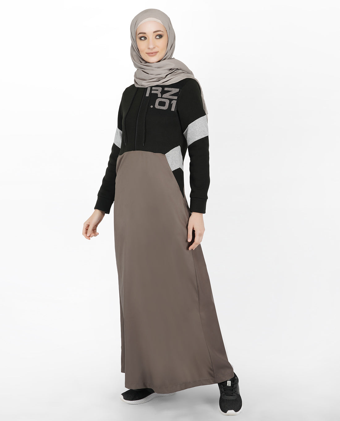 Black & Grey Hoody Jilbab