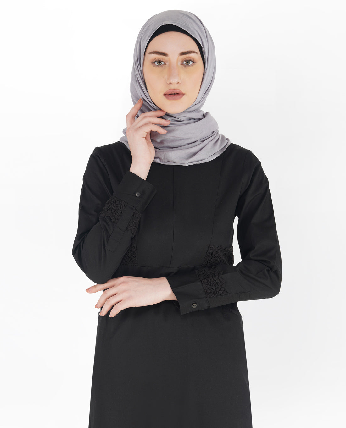 Midnight Black Laced Edge Abaya