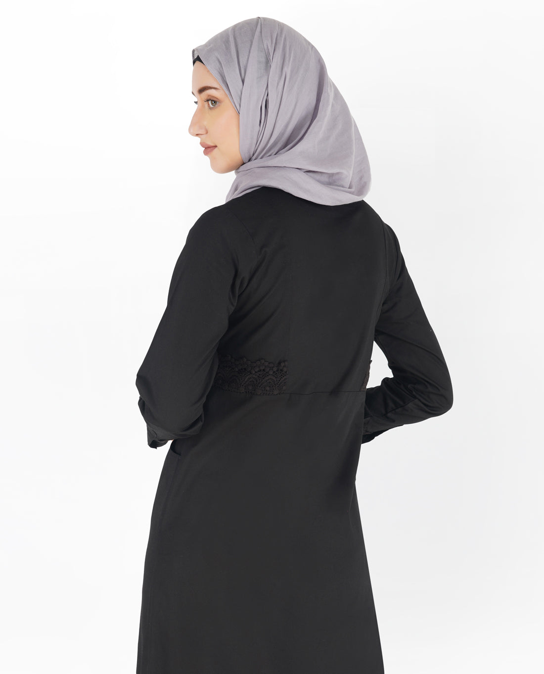 Midnight Black Laced Edge Abaya