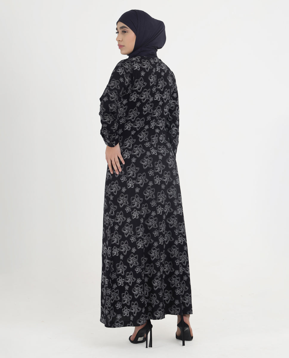 Floral Grace Printed Rayon Abaya