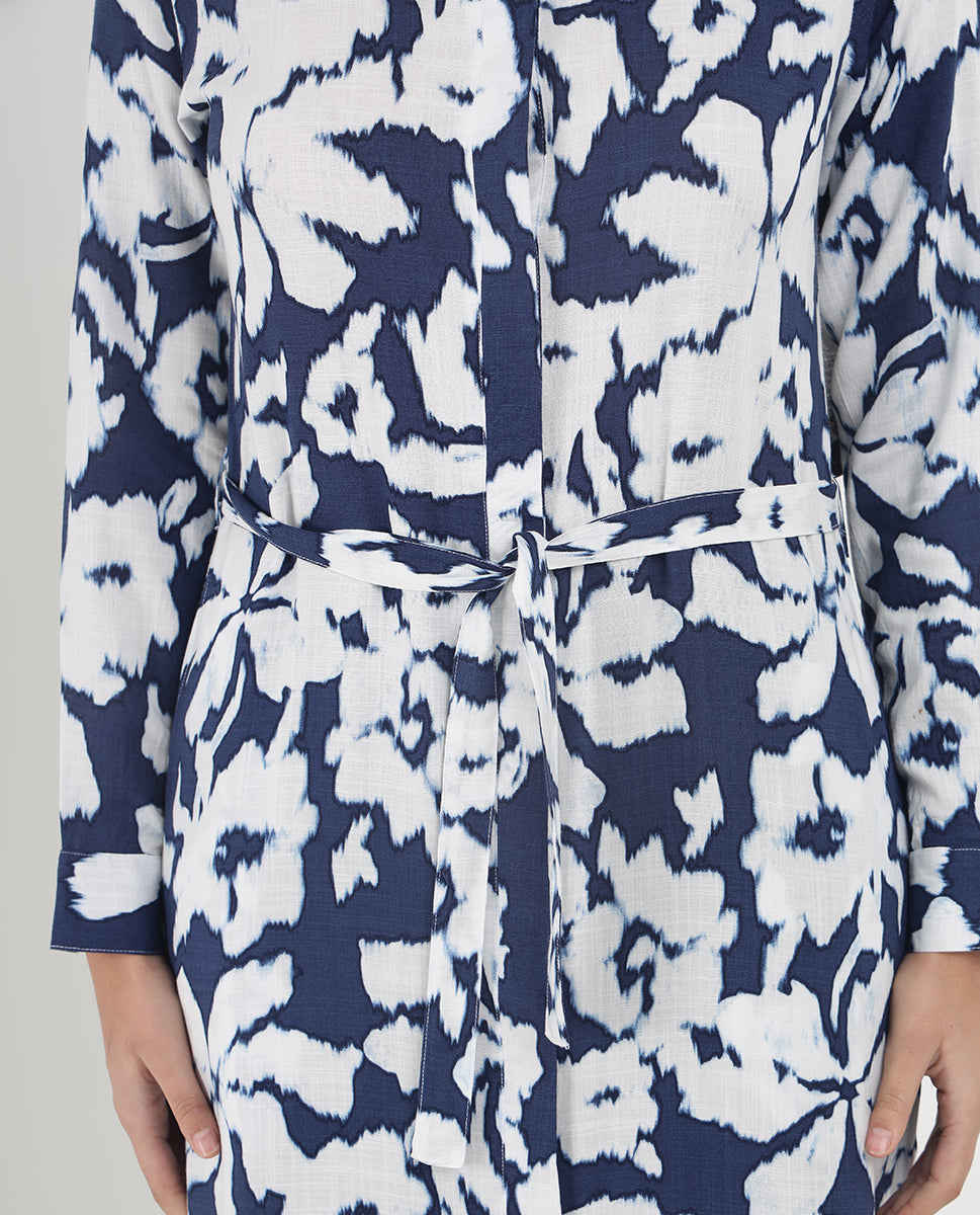 Abstract Floral Printed Rayon Abaya