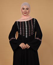 Midnight Bloom Flared Rayon Abaya