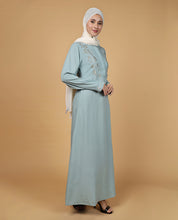 Threadplay Sage Blue Embroidered Abaya