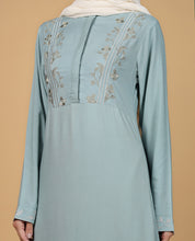 Threadplay Sage Blue Embroidered Abaya