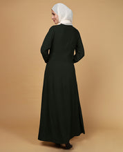 Threadplay Bottle Green Embroidered Abaya