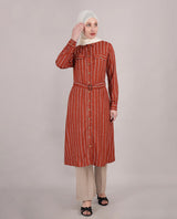 Striper Print Belted Rayon Top