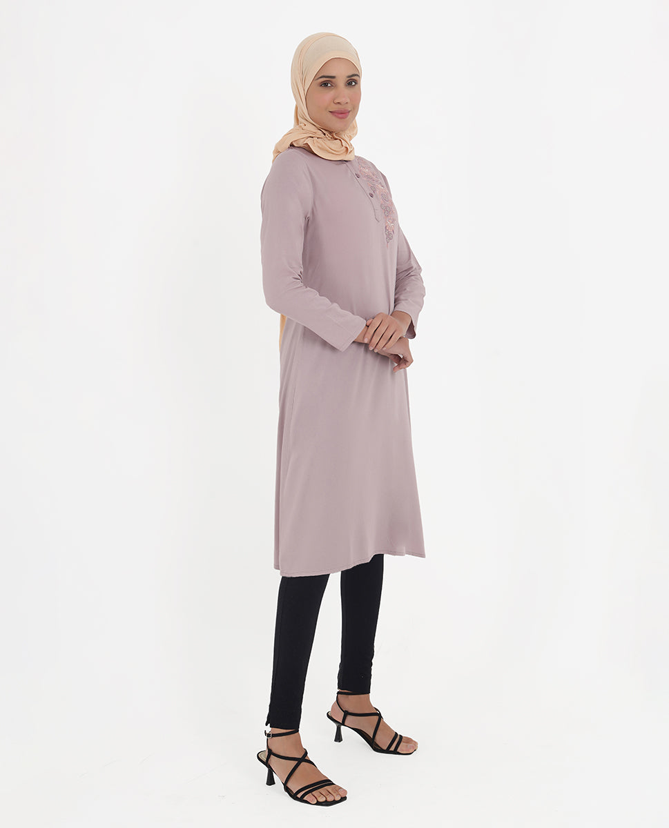 Lilac  Love Rayon Embroidered Top