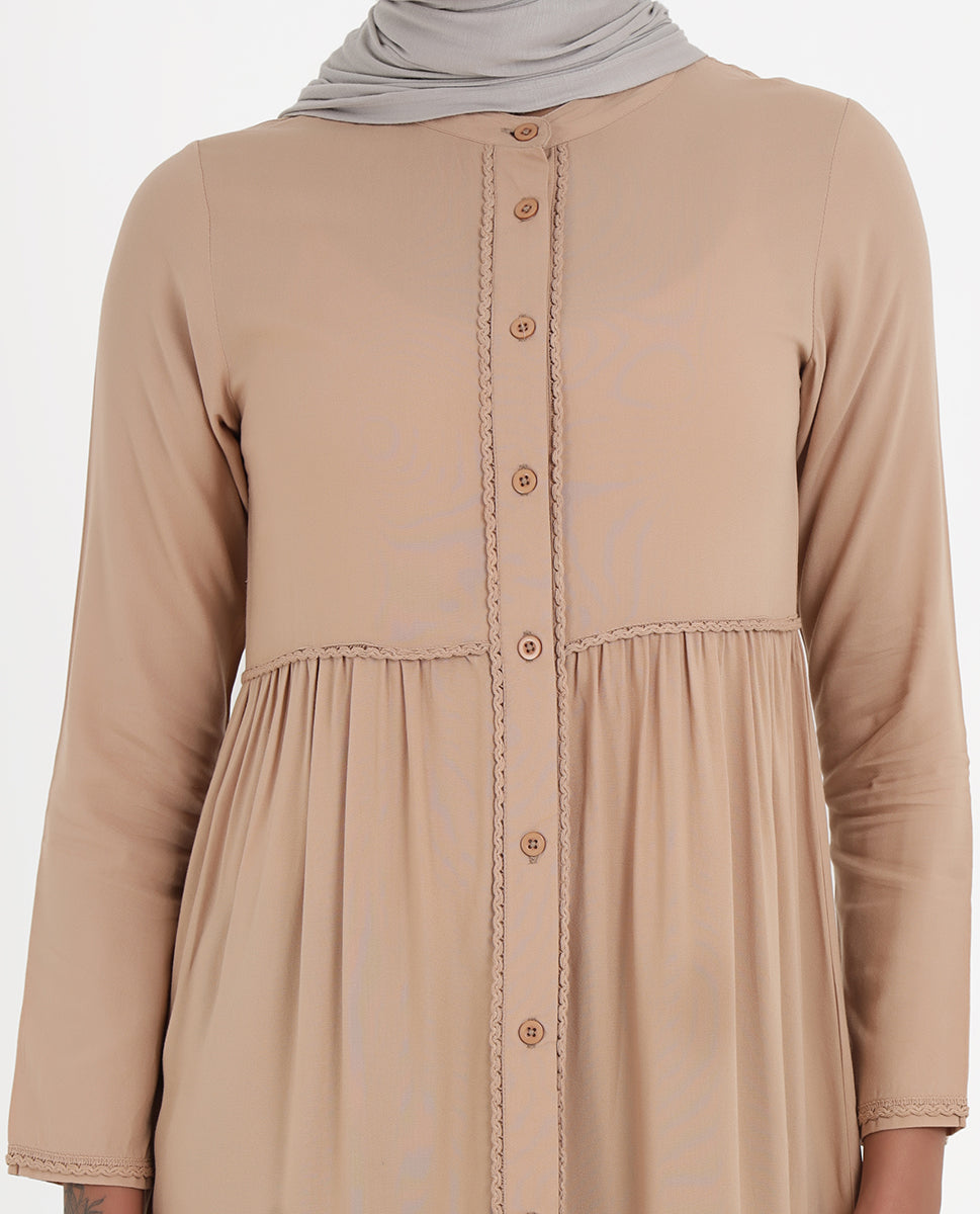 Earthy Rayon Ladder Lace Top