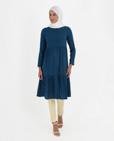Deep Indigo Rayon Ladder Lace Top