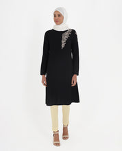 Midnight Black Rayon Embroidered Top
