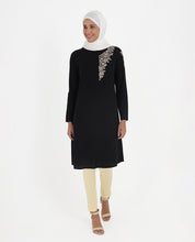 Midnight Black Rayon Embroidered Top