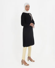 Midnight Black Rayon Embroidered Top