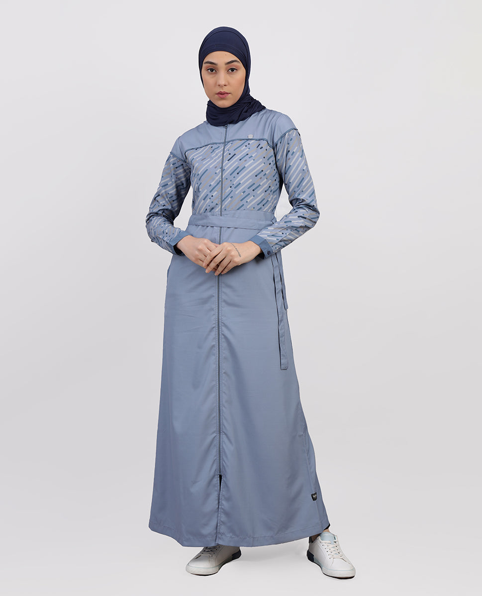 Smoke Blue Full Front Open Jilbab