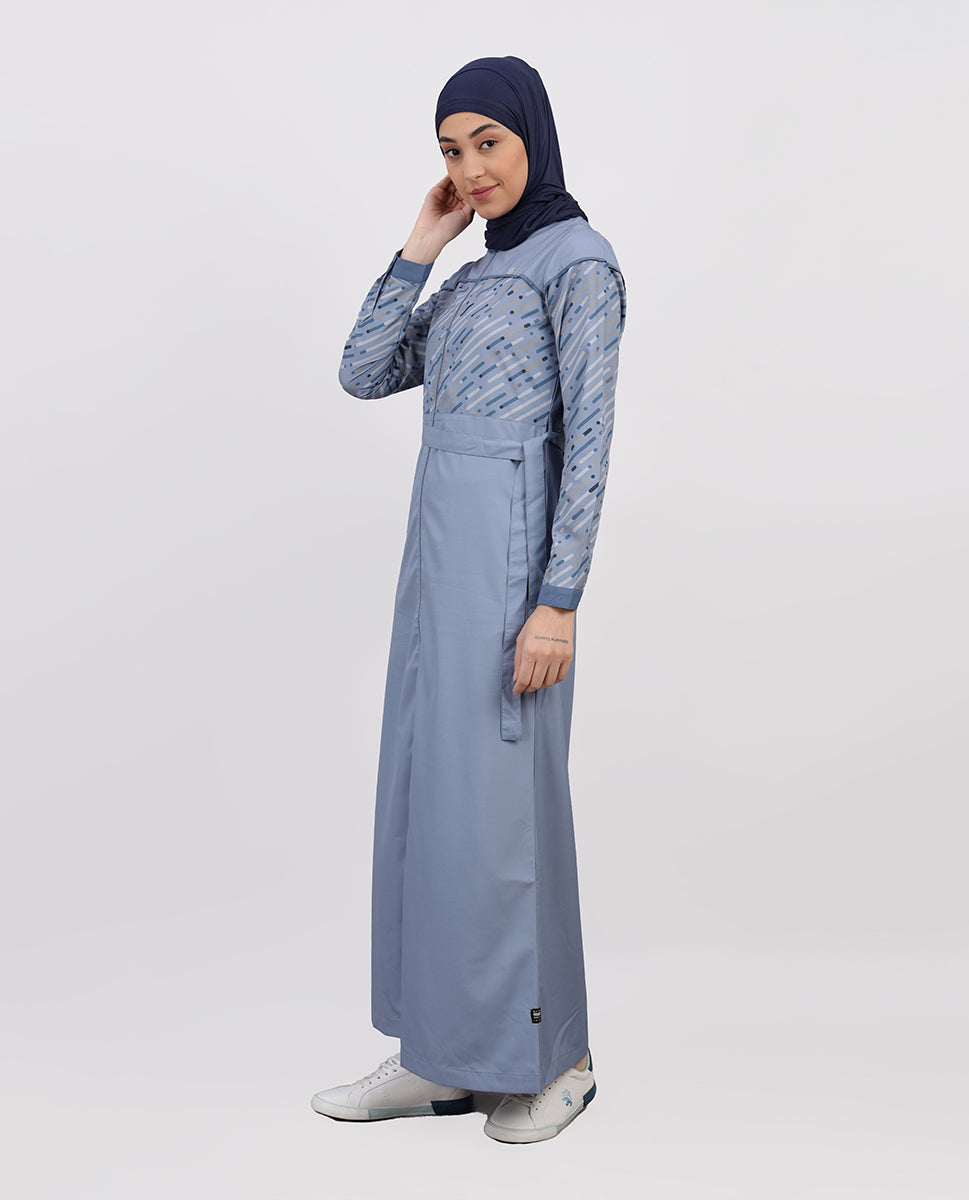 Smoke Blue Full Front Open Jilbab