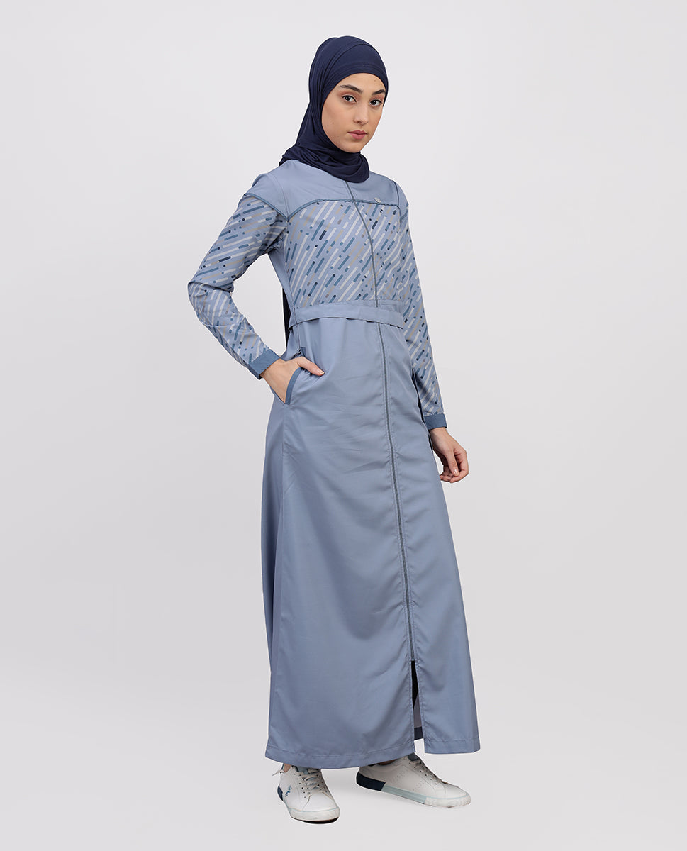 Smoke Blue Full Front Open Jilbab